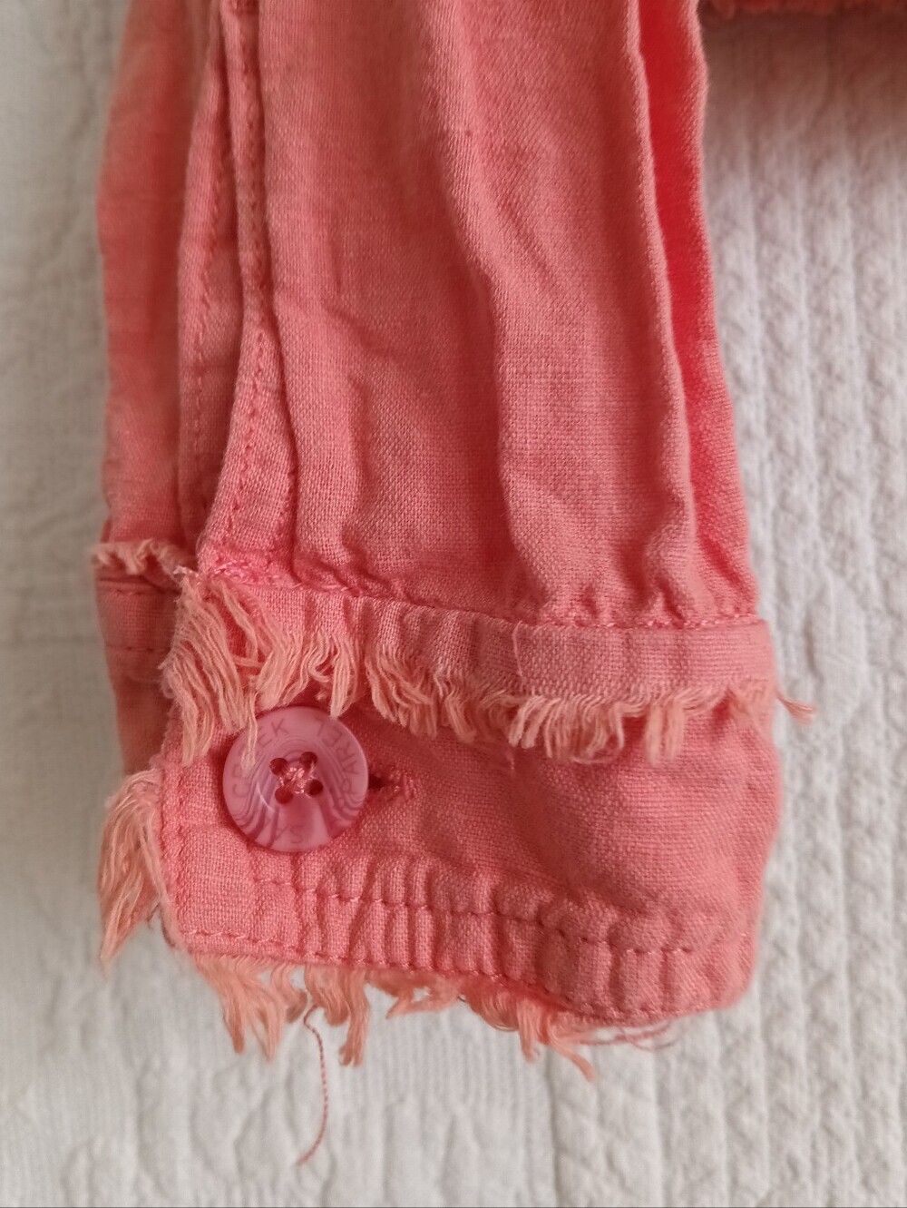 Colorado Logo Denim Jacket Coral Pink Frayed Edges Lightweight - Picture 5 of 13